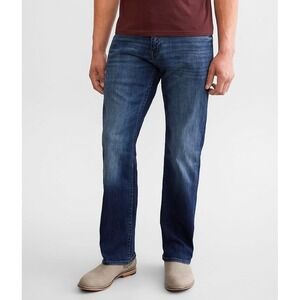 BKE‎ Carter Jeans Men's 34S Blue Bootleg Double Stitching Whiskering Embellished